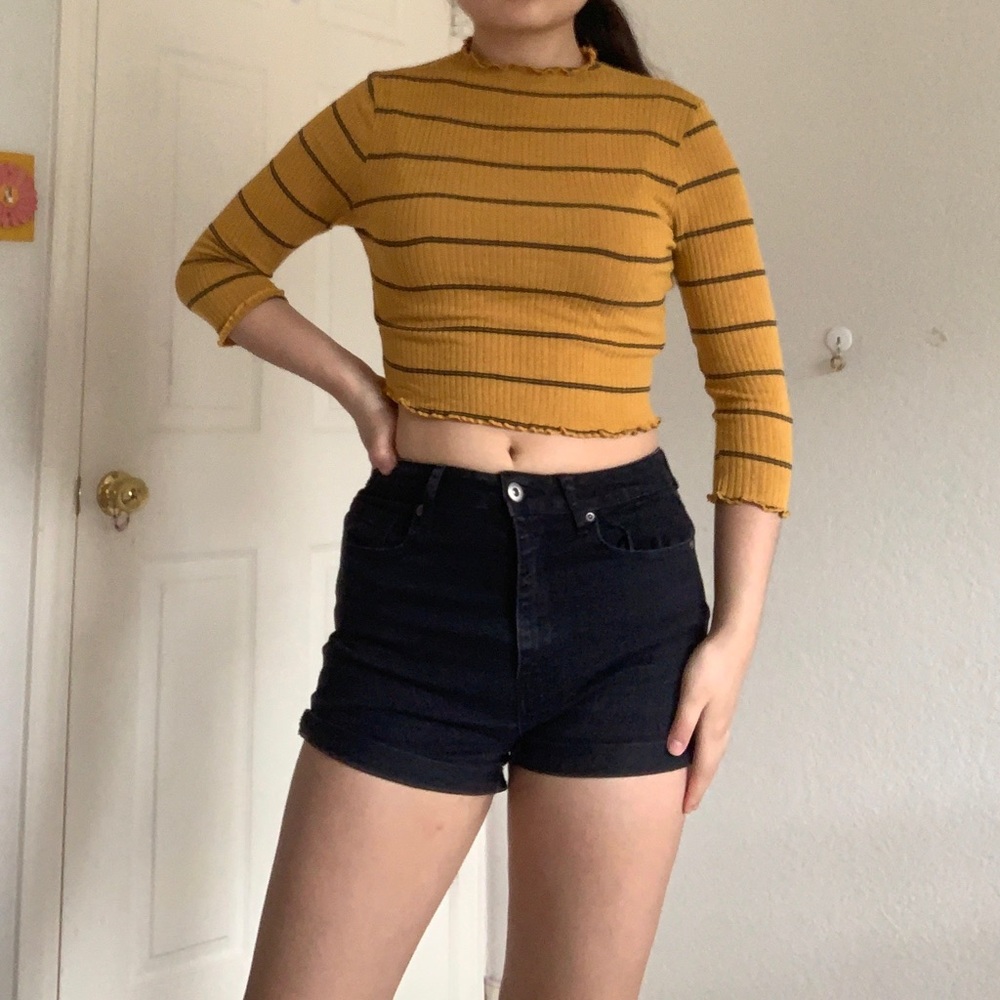 lettuce trim yellow and black striped top